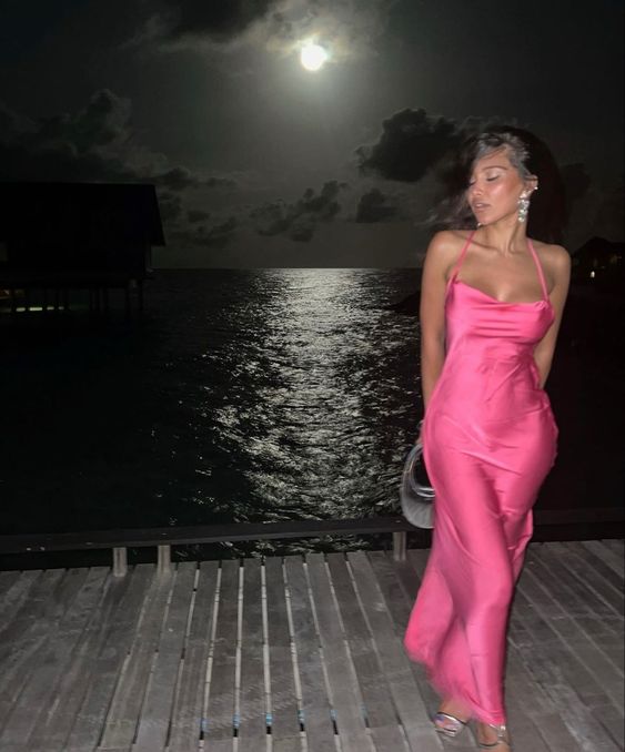 Pink Spaghetti Straps Prom Dresses
