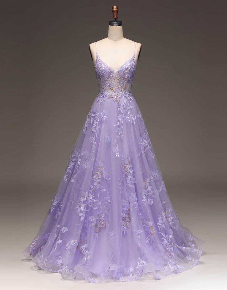 Romantic A-Line Long Glitter Prom Dress With Appliques