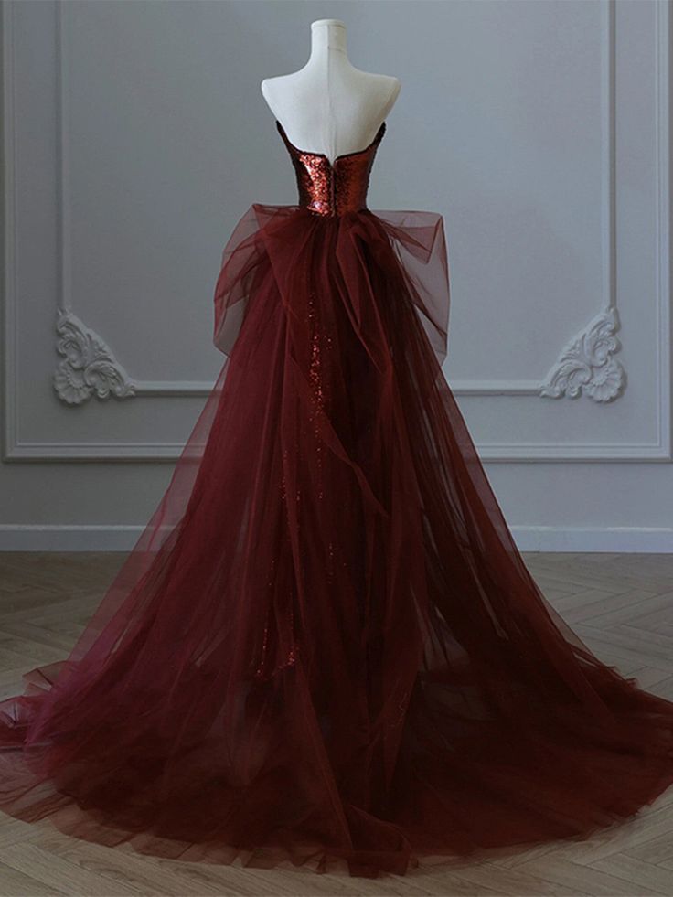Sequins and Tulle Long Party Dress, Evening Dress Prom Dress