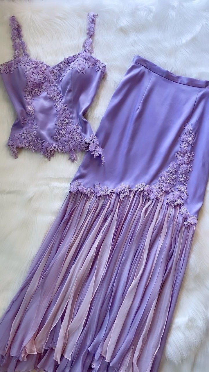 Lavender Two Piece Long Prom Dress Evening Party Dresses