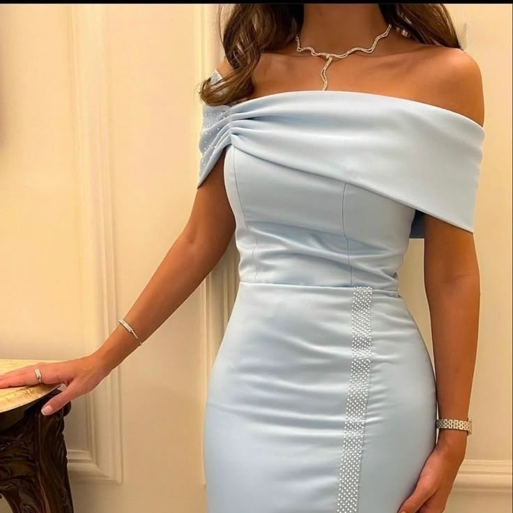 Baby Blue Party Dress Evening Prom Dress Custom Made