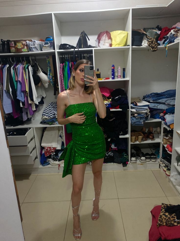 Green Sequin Short Evening Dress Cocktail Dresses Short Party Dress