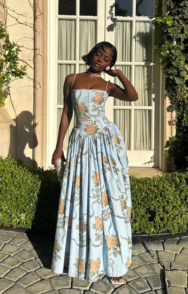 Elegant Printed Long Dress Women Square Neck A-line Robe Beach Holiday Style Long Party Dress