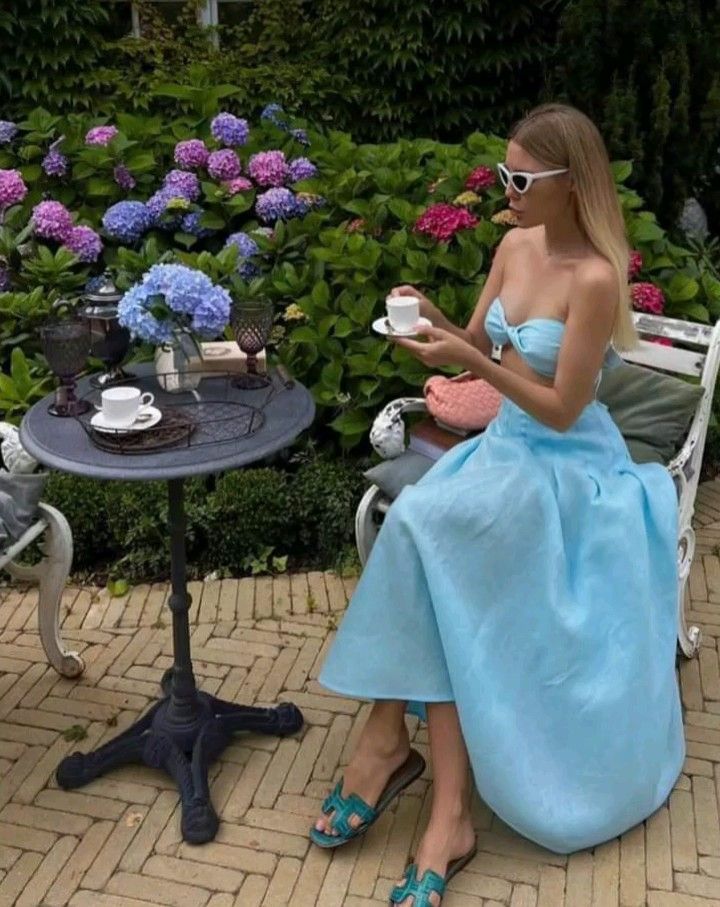 2 Pieces Sleeveless Light Sky Blue Satin Prom Dress