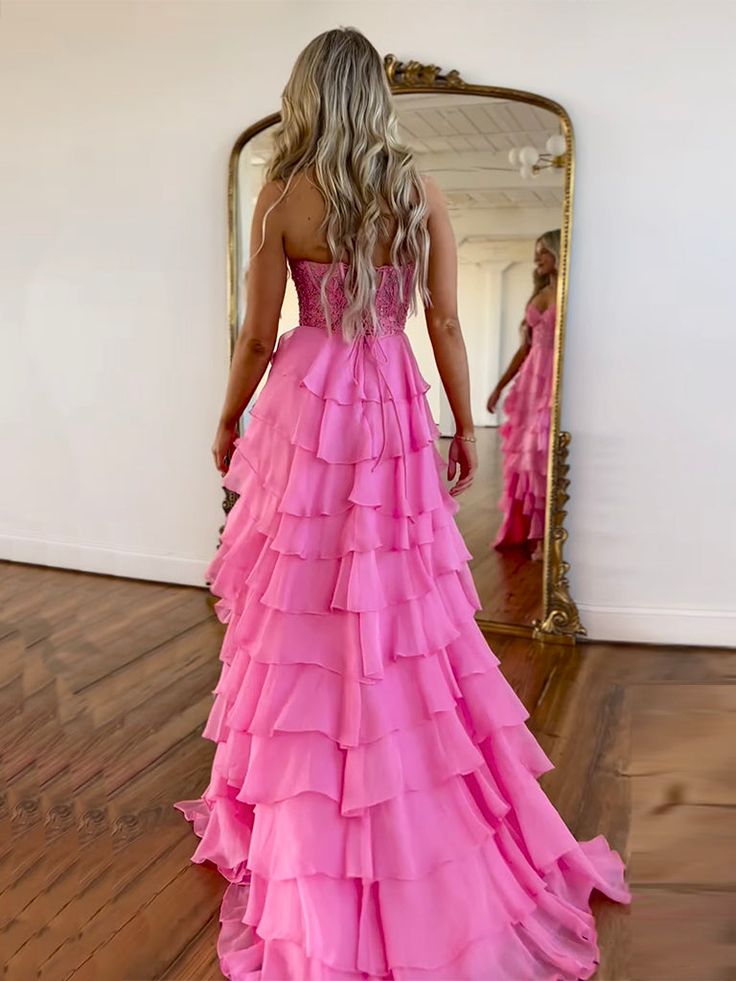 A-Line Sweetheart Neck Lace Chiffon Long Prom Dress, Lace Long Formal Dress