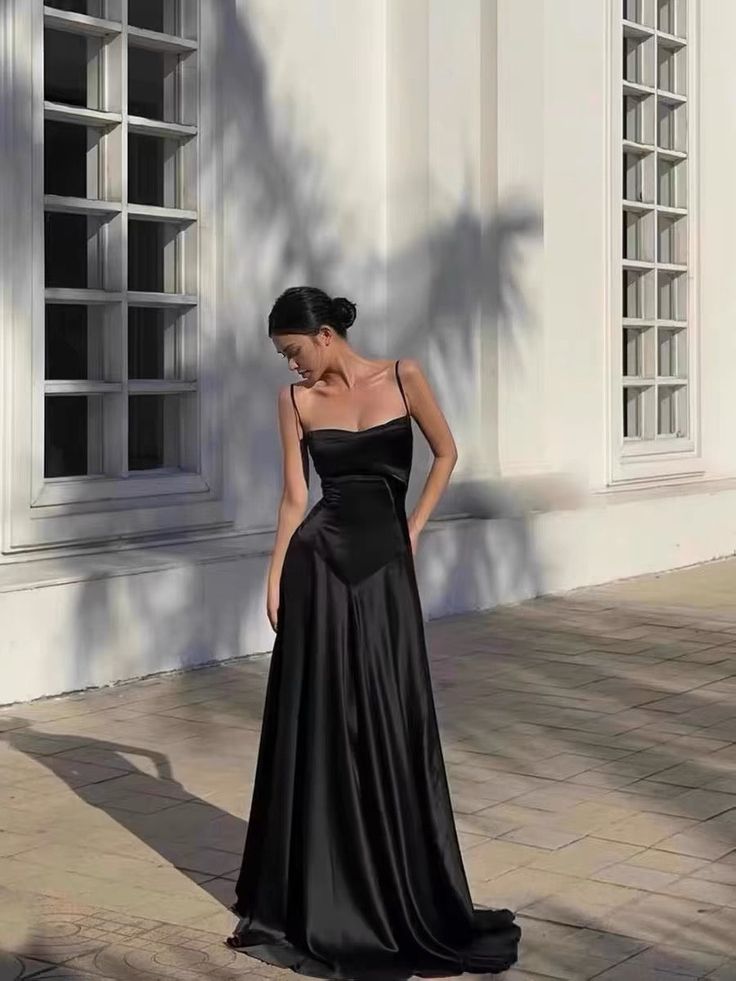 Sexy Spaghetti Straps Black Birthday Dress Formal Dress Evening Dress