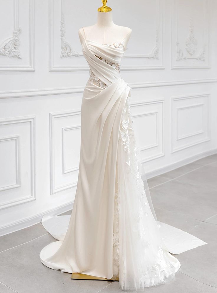 A Line White Birthday Party Dress Lace Wedding Dress