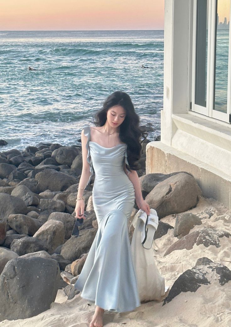 Vintage Elegant Satin Strap Midi Dress Women Summer Casual Party Dress