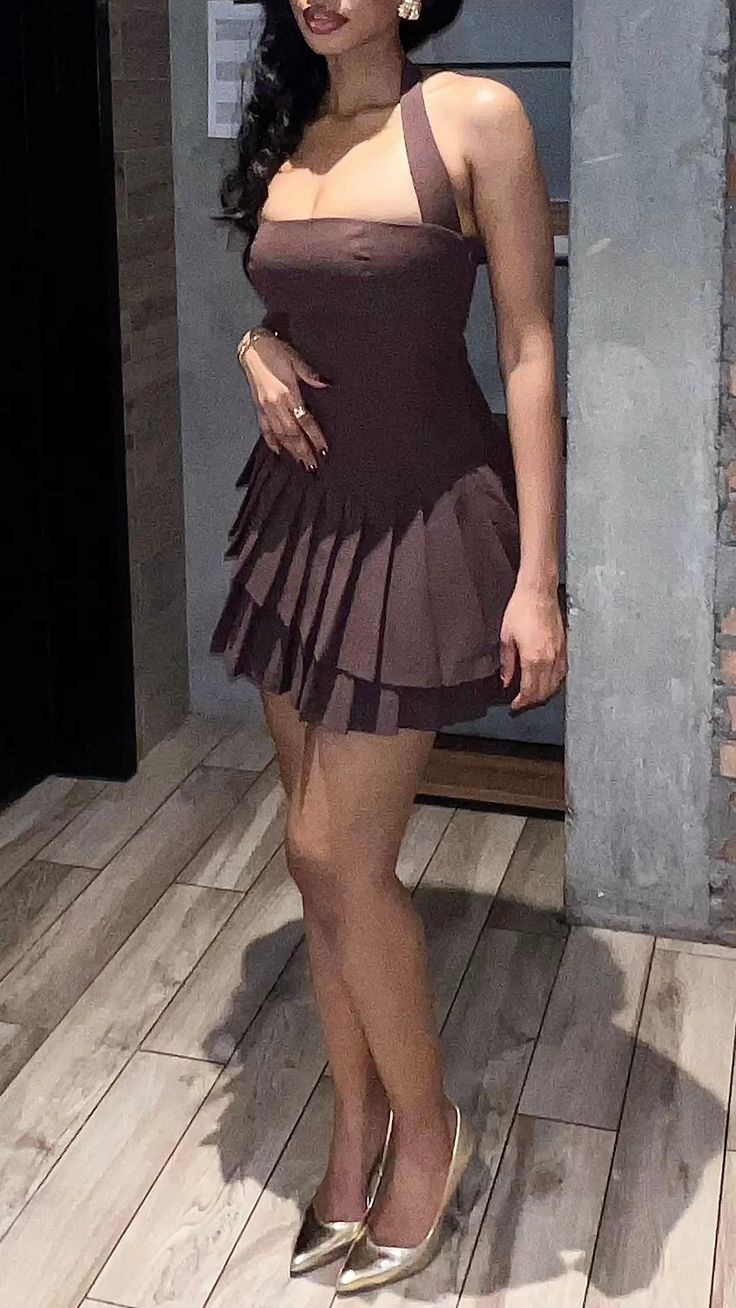 A Line Brown Simple Short Prom Dress Birthday Party Dress Homecoming Dress