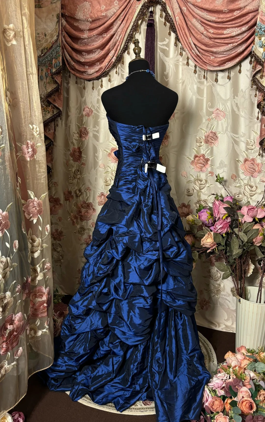 Blue Strapless Ball Gown Long Prom Dress,Long Evening Gowns