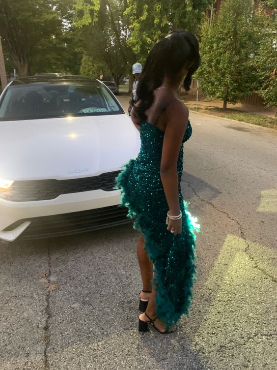 Green Sequin Dresses Sexy Formal Party Dress