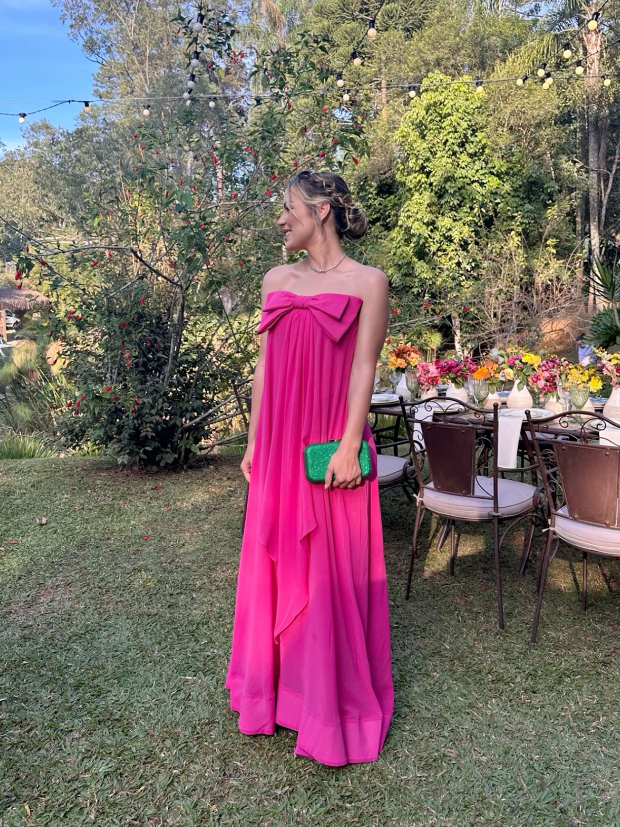 Hot Pink Strapless Party Dress Evening Prom Dress Custom Made