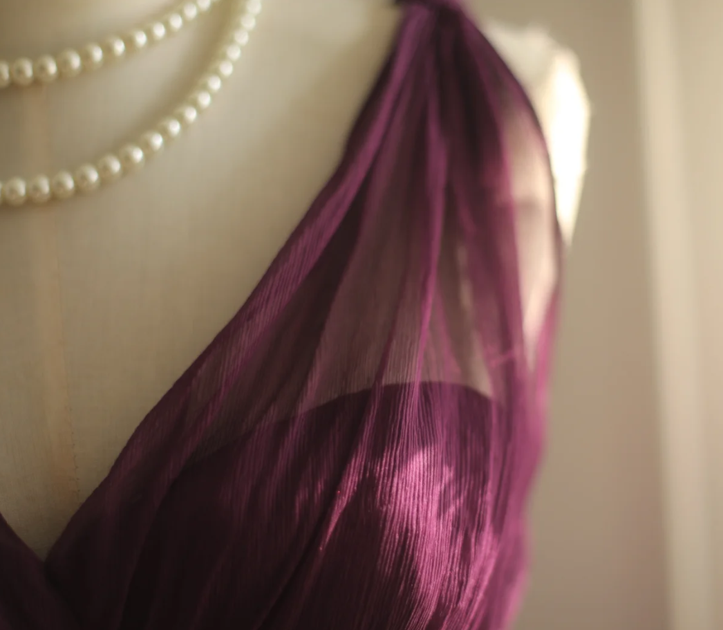 Charming Purple V Neck Tulle Long Wedding Guest Dress Formal Evening Dress Prom Dress