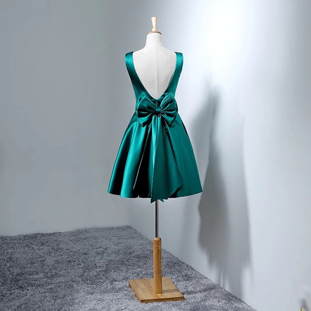 Custom Made Bateau Neckline Satin Short Evening Dress, Homecoming Dresses, Cocktail Dress, Graduation Dress