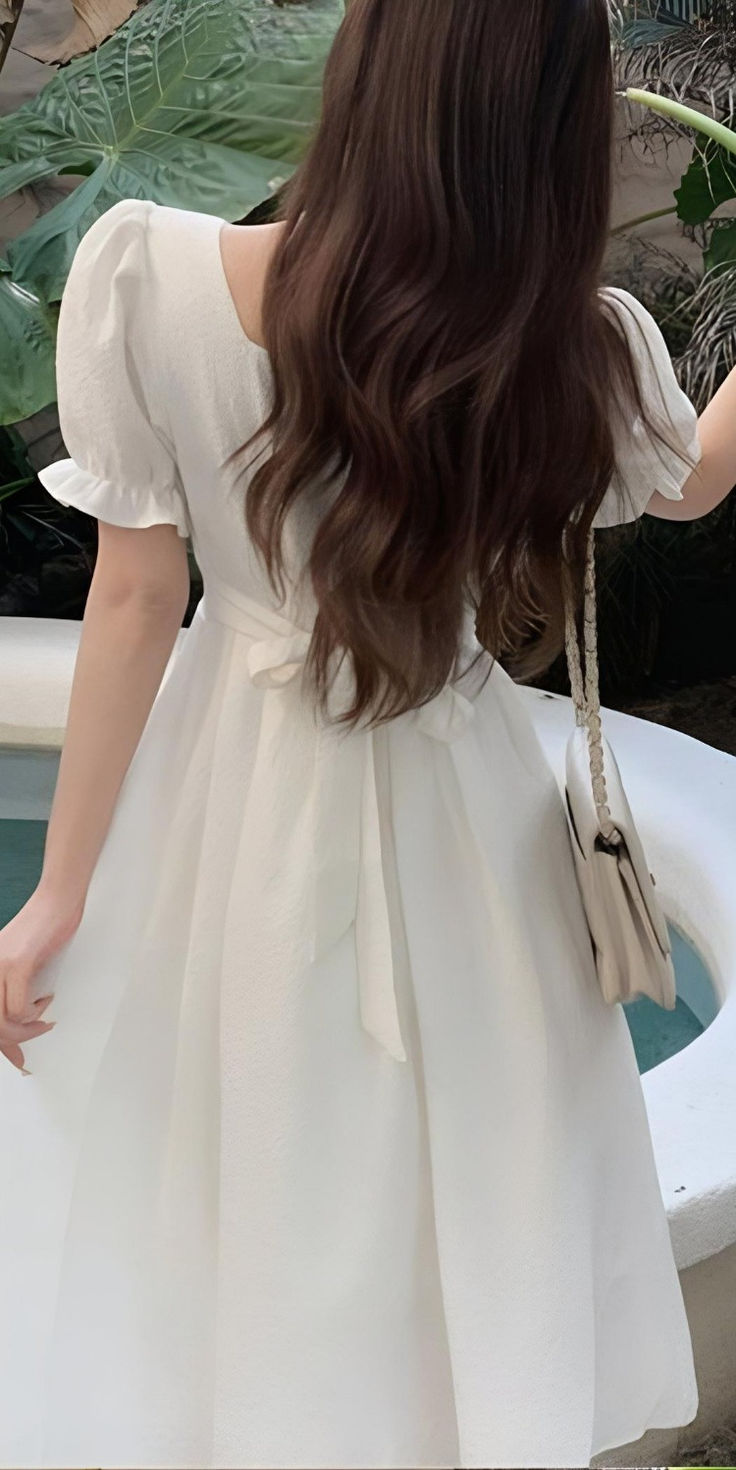 A Line White Short Sleeves Evening Gowns, Party Prom Dress