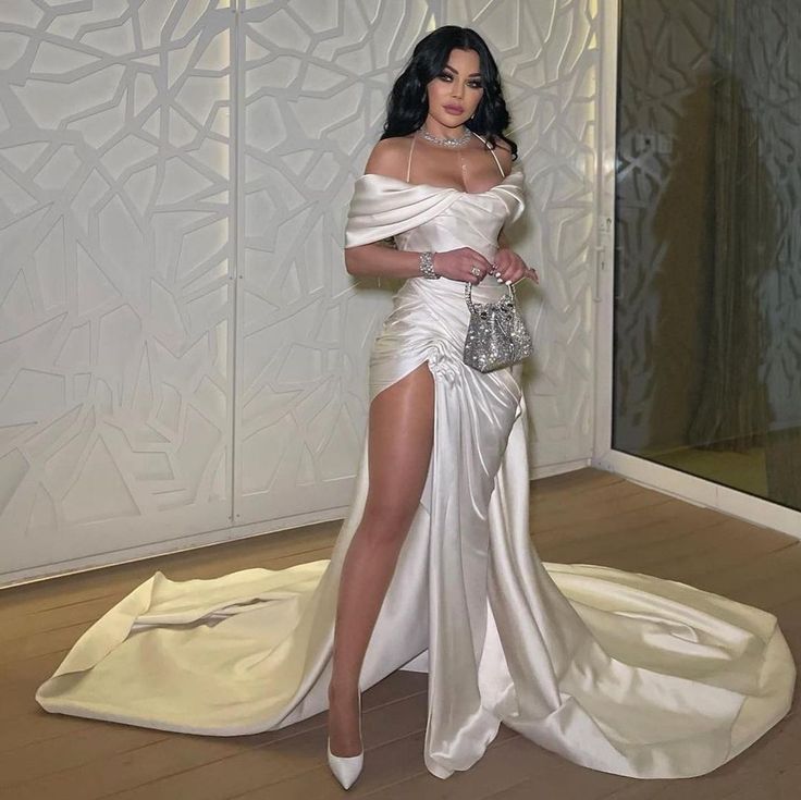 Vintage long satin pleated dress for women, elegant evening dress