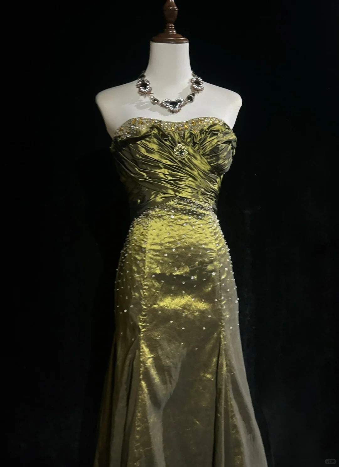 Vintage Green Strapless Long Prom Party Dress Long Evening Dress