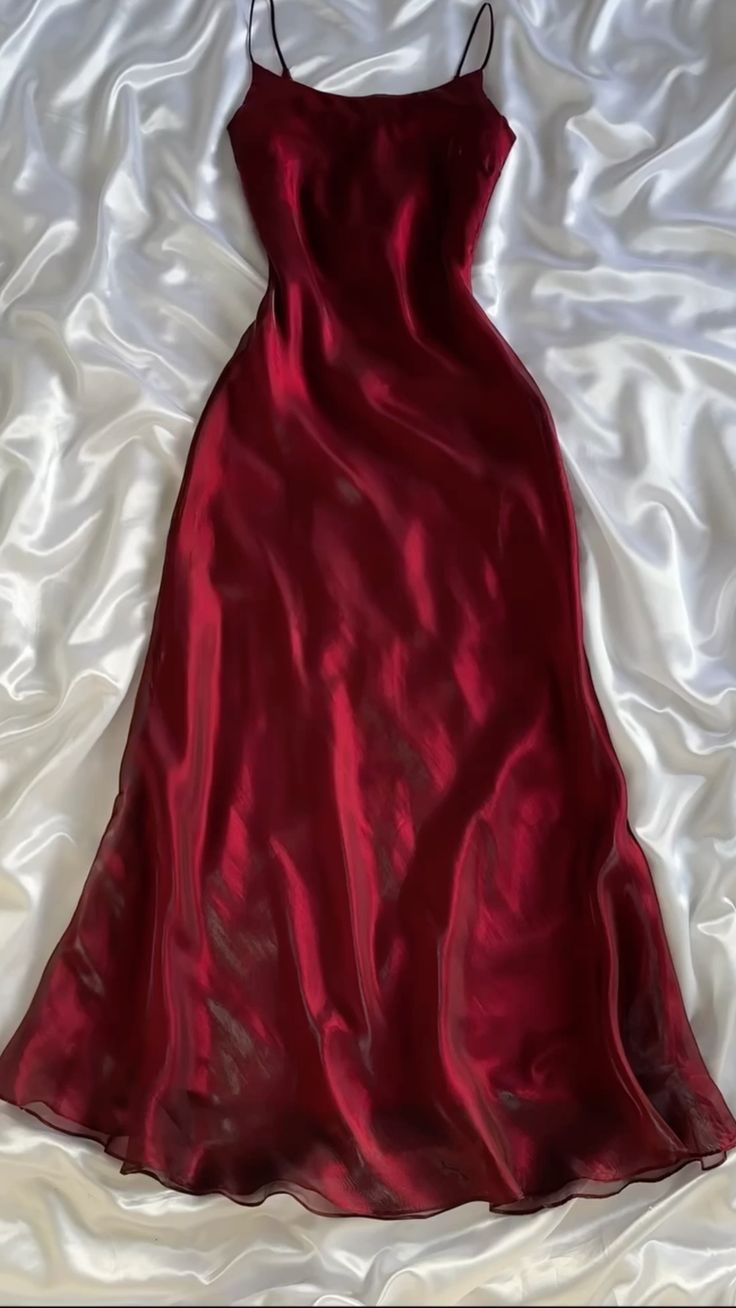 Spaghetti Straps Burgundy Prom Dress