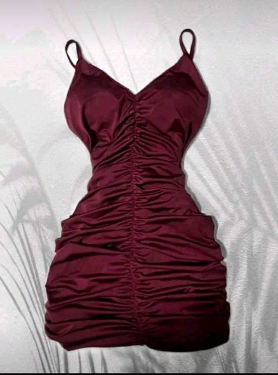 Chic Spaghetti Straps Burgundy Short Prom Dresses