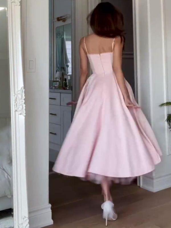 Women's Sleeveless Midi Dress Pink Evening Gown