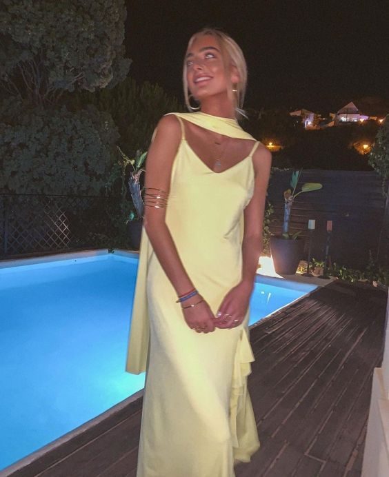 Yellow Evening Gown Chiffon Prom Dresses