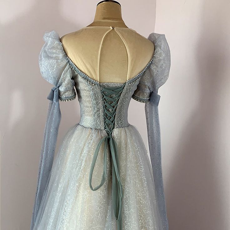 Tulle Beaded Shiny Tulle Prom Dresses, A-Line Long Party Dresses