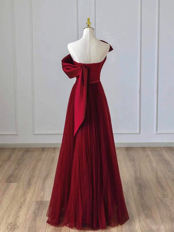Satin and Tulle A-line Simple Prom Dress, Floor Length Party Dress
