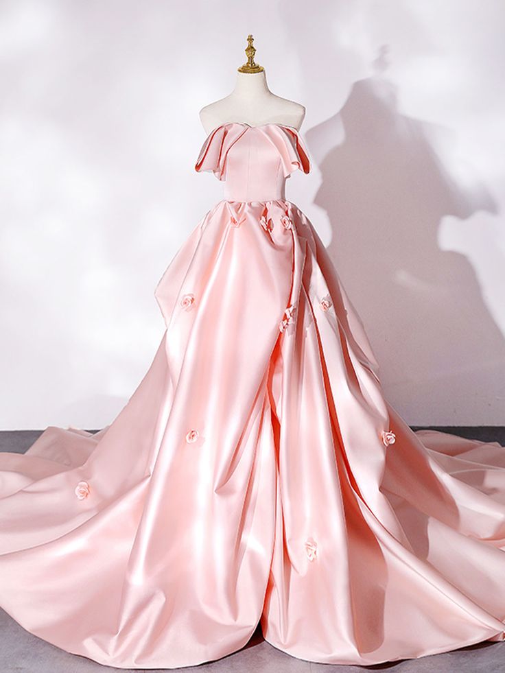 Sweep Train Satin Long Prom Dress, Formal Evening Dresses
