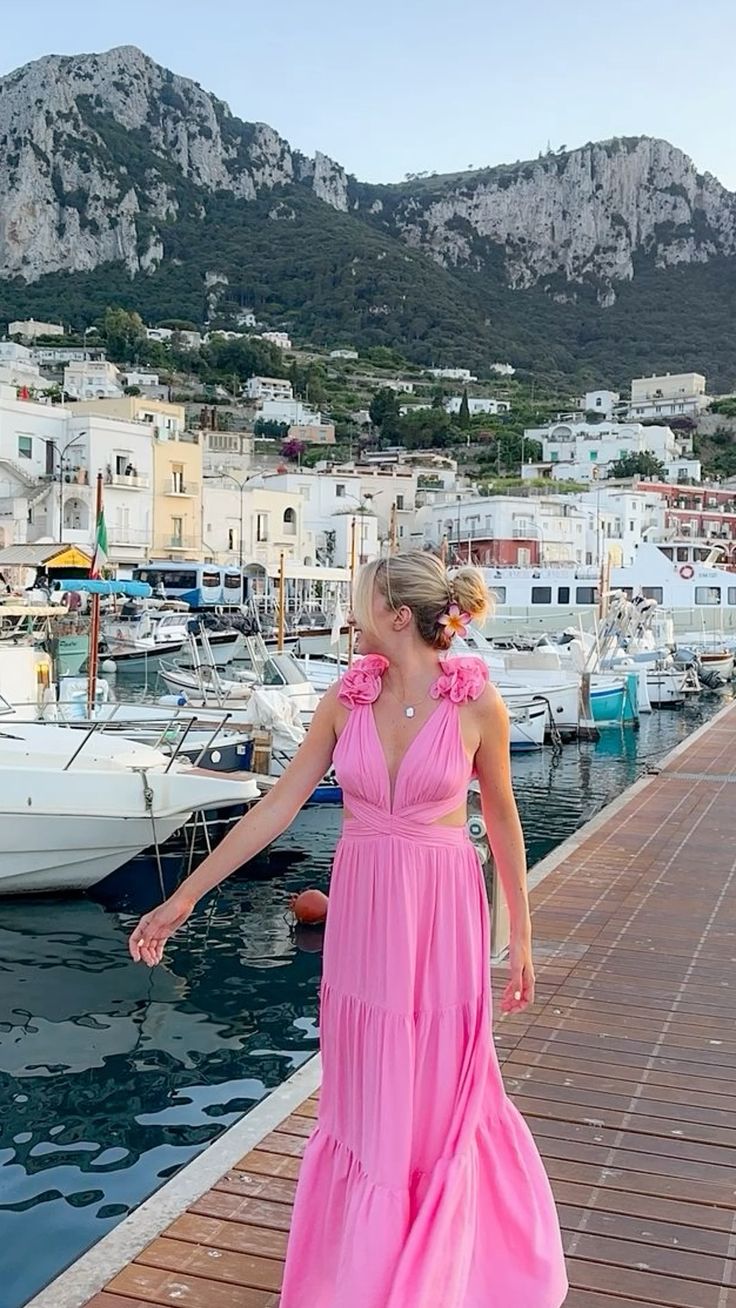 A Line V Neck Open Back Pink Floral Long Prom Dresses, Long Pink Tulle Formal Graduation Evening Dresses