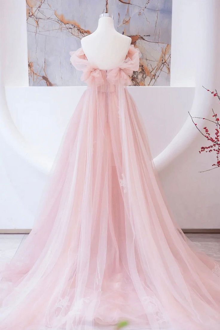 Tulle Beaded Long Prom Dress, A-Line Evening Party Dress