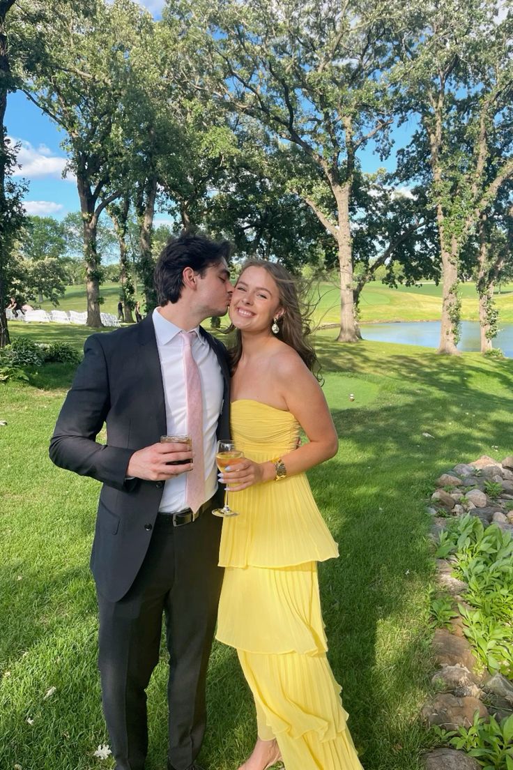 Yellow Strapless A-line Long Prom Dress,Evening Dress