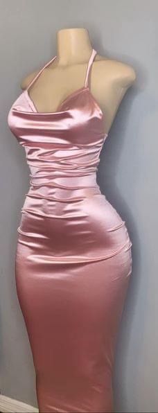 Elegant Pink Halter Prom Dresses, Fashion Party Dress