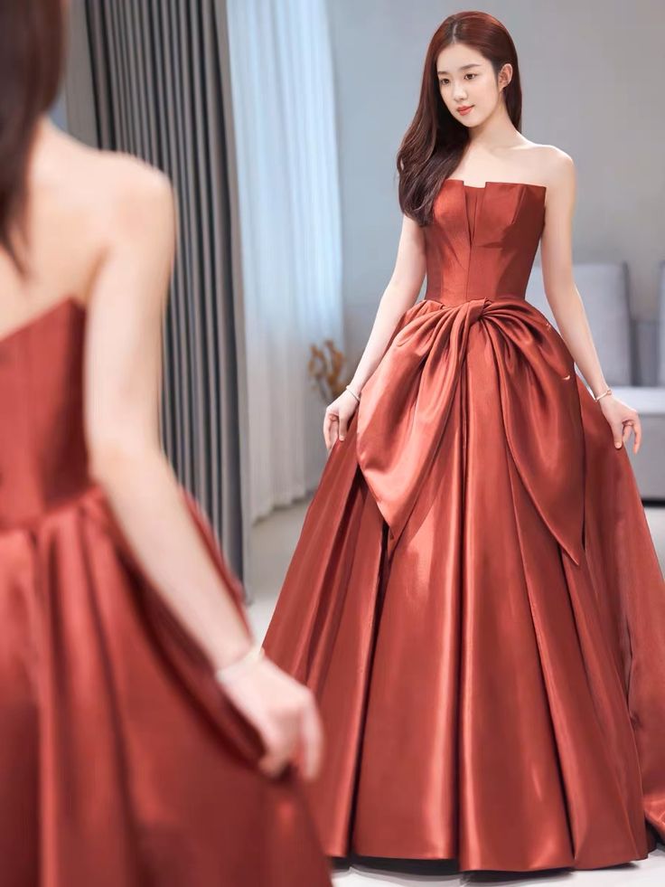 Evening Dress, Chic Party Dress, Strapless Prom Dress,satin Formal Dress,custom Made