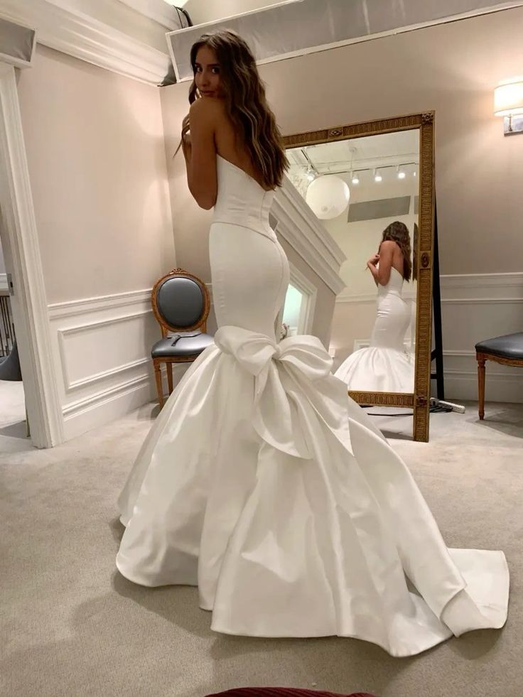 Mermaid Strapless Long Sleeveless Simple Wedding Dresses
