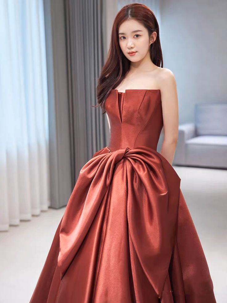 Evening Dress, Chic Party Dress, Strapless Prom Dress,satin Formal Dress,custom Made