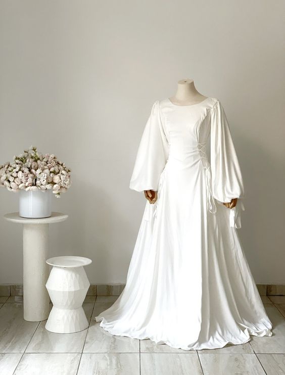A line Long Prom Dress, Unique Evening Dress