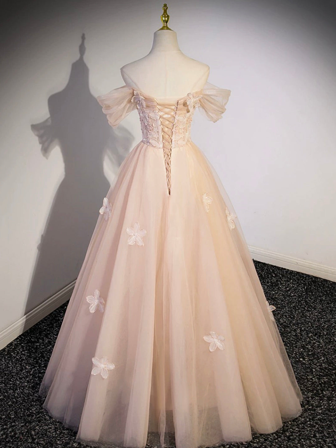 LIGHT PINK TULLE LONG PROM DRESS, BEAUTIFUL A-LINE EVENING PARTY DRESS