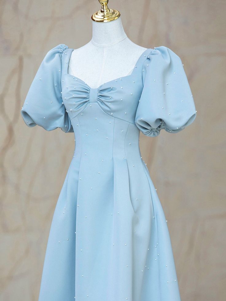 Satin Pearl Long Prom Dress, A-Line Evening Party Dress
