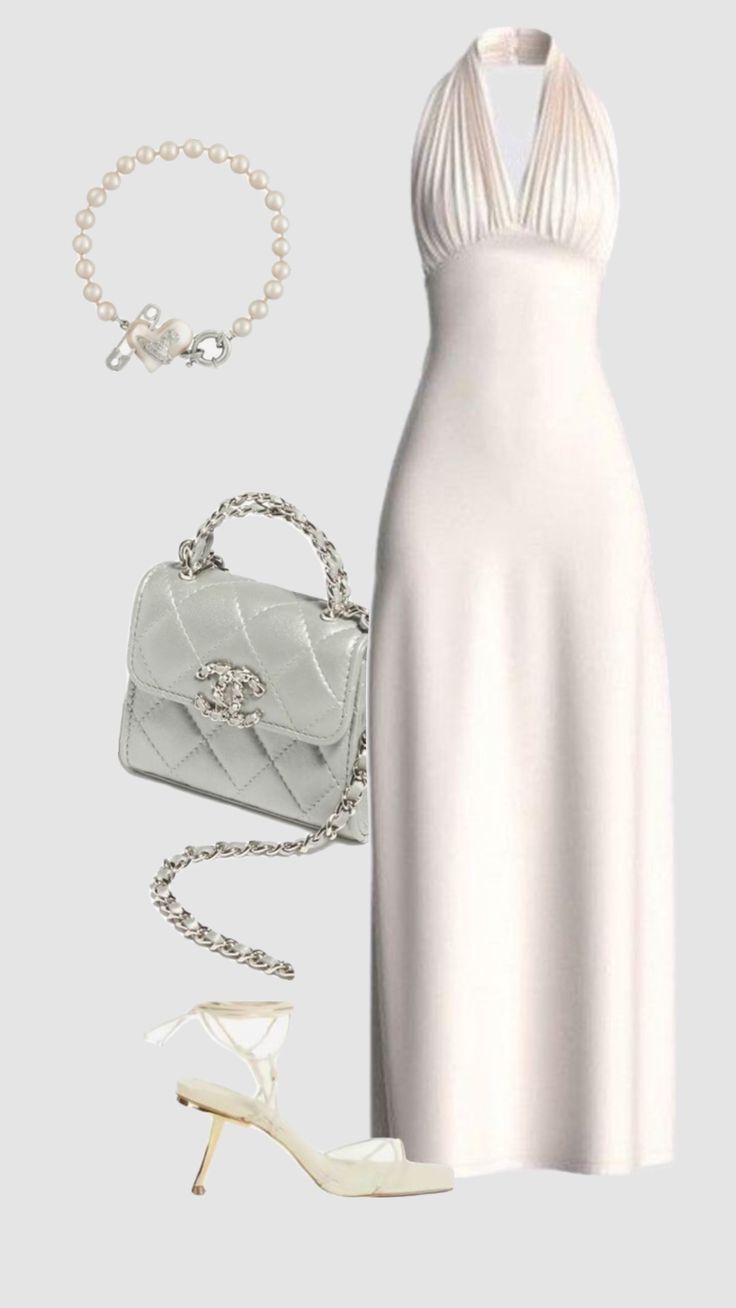 White Halter Formal Dress Party Dress Long Evening Dress Prom Dresses