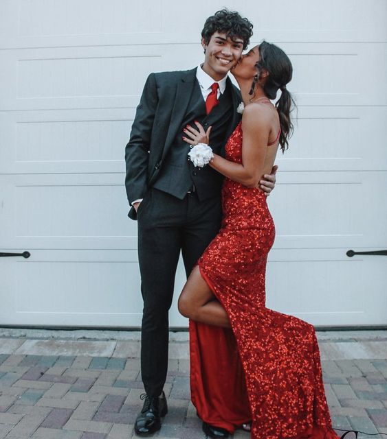 Sequin Red Long Prom Dress,Evening Dress