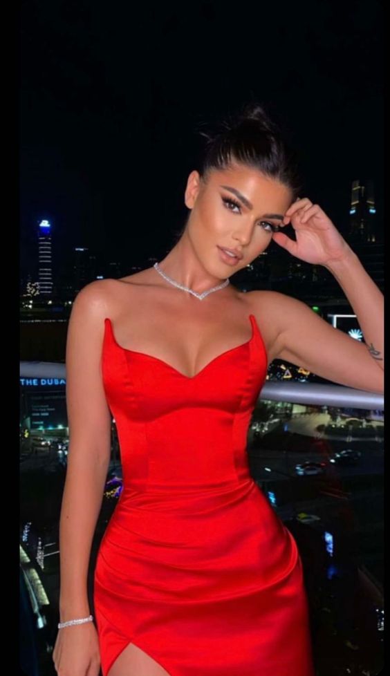 Red strapless sexy party evening dress
