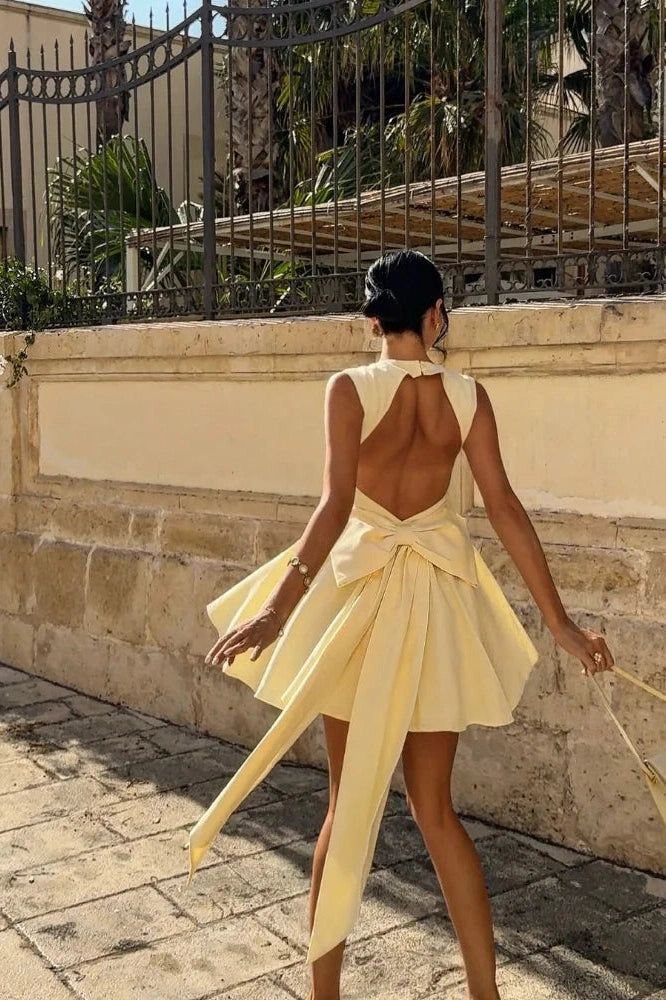 Sleeveless High-Waist Mini Dress Homecoming Dress Short Party Dress