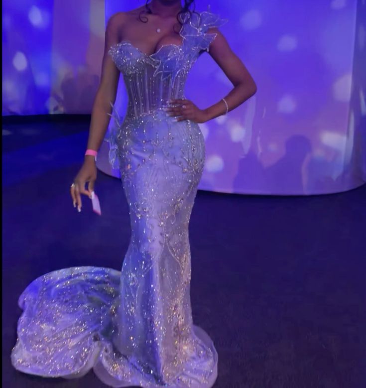 Women Prom Dress Blue Mermaid Long Dress Evening Dress