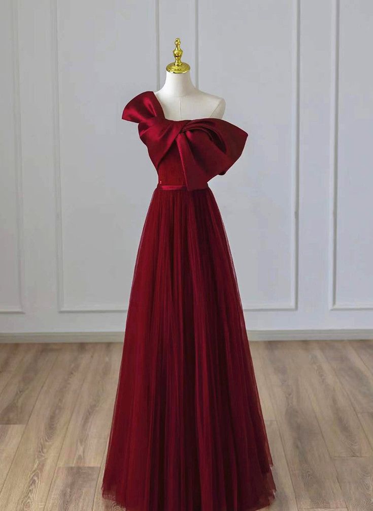 Satin and Tulle A-line Simple Prom Dress, Floor Length Party Dress