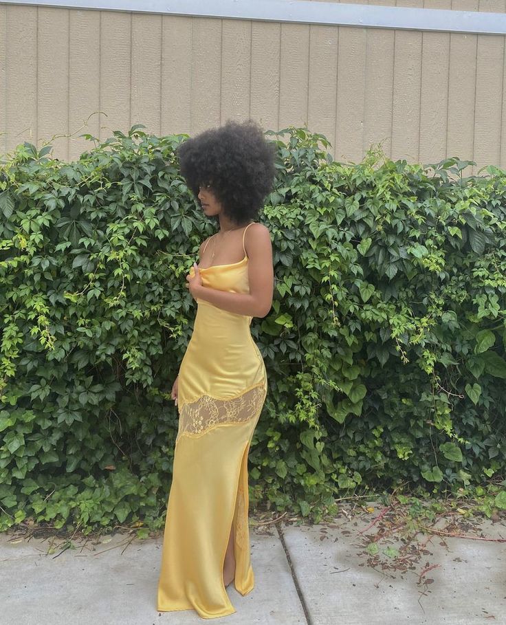 Sexy Yellow Satin Lace Party Dress Long Evening Dress Prom Dresses