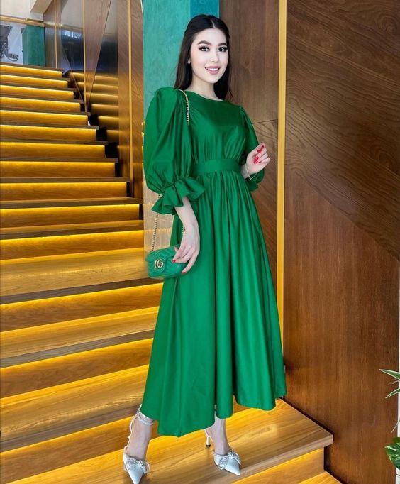 Women Green A-line Prom Dress,Simple Prom Gown