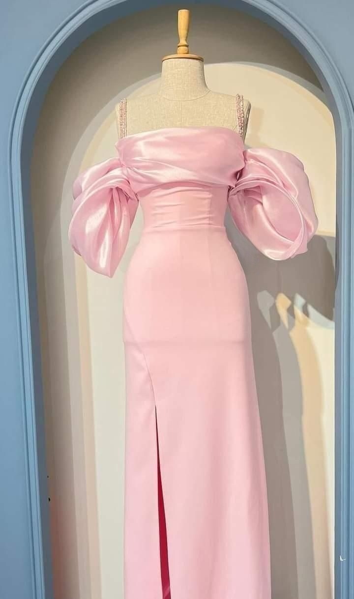 Pink Prom Dress Elegant Fashion Party Dress With Split