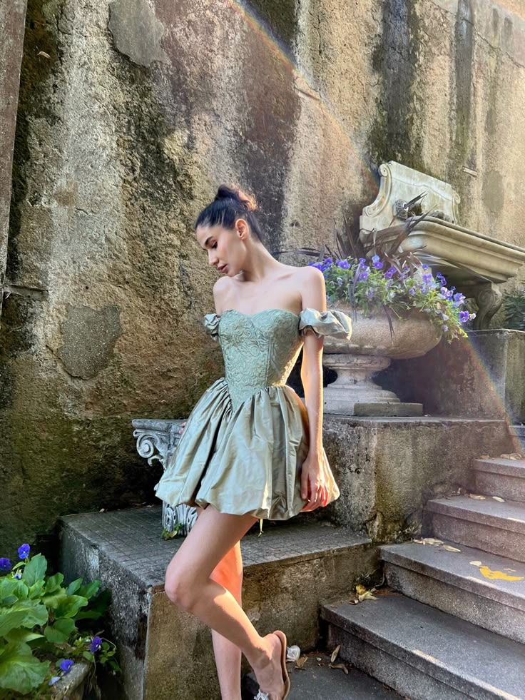 A Line Sage Short Prom Dress Birthday Party Dress Homecoming Dress