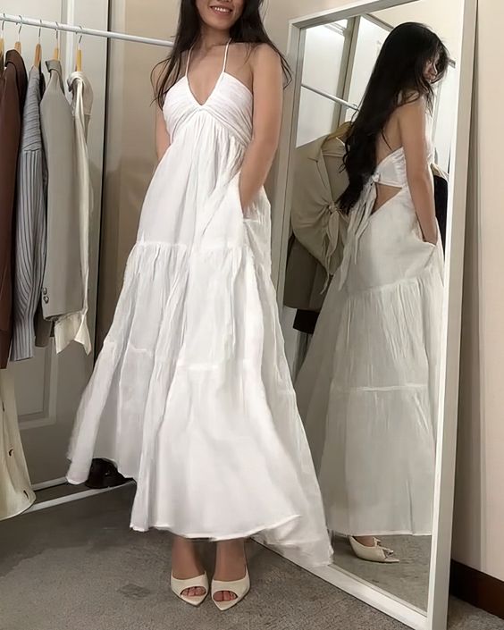 Sexy White Sleeveless Long Prom Dress,White Maxi Dress