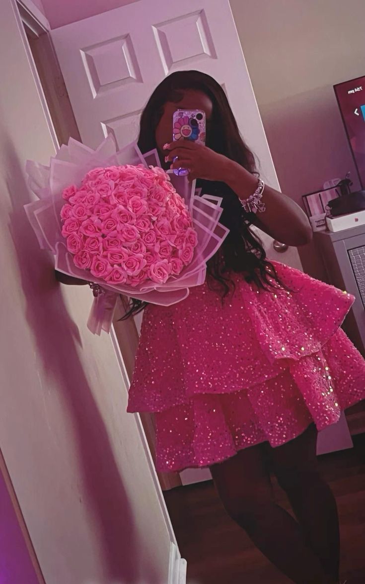 Pink V Neck Homecoming Dress Short Birthday Party Dress